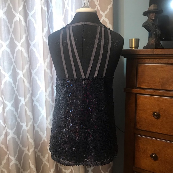 Free People ~ Deep Blue Strappy Sequin Tank - Picture 2 of 8